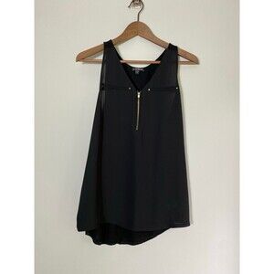 Express Black Sleeveless Blouse with Gold Zipper Detail Size M